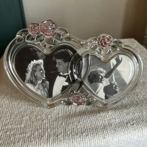 Glass Rose Double Heart Frame